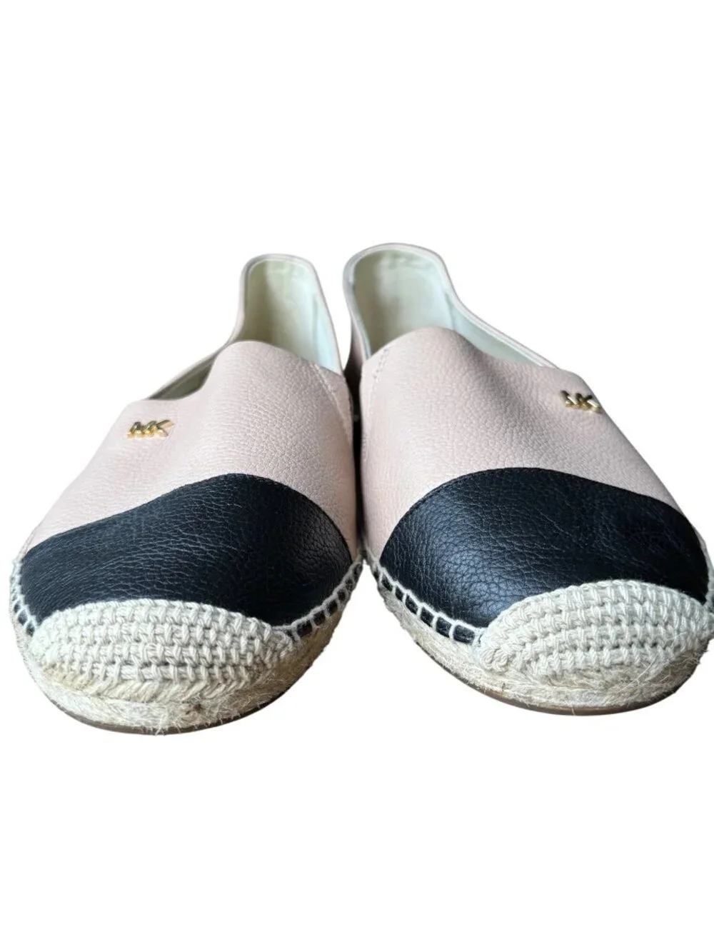 Michael Kors Kendrick Espadrille Slip On Shoes Size 8M Oyster Pink/Black Leather